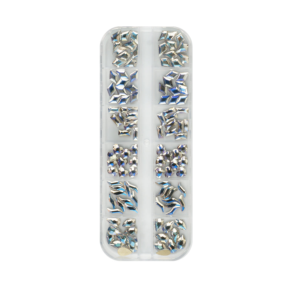 Small Rhinestone Box - MCL-1210-03 - Silver- Blue